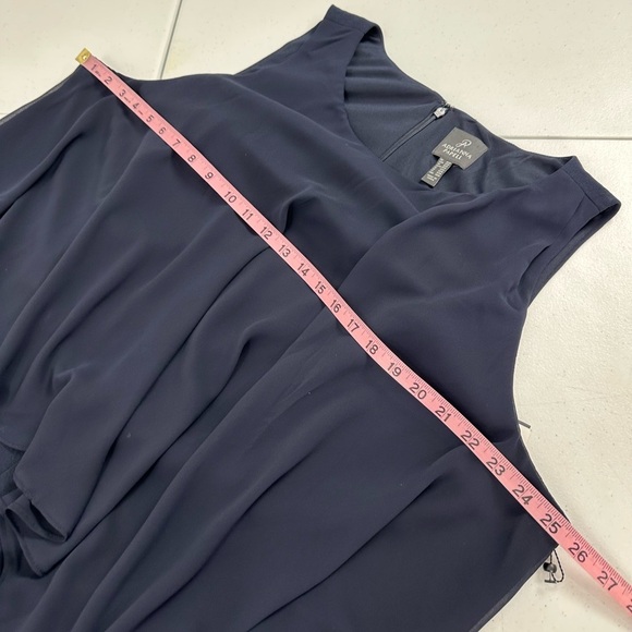 NWT Adrianna Papell Chiffon And Crepe Jumpsuit Midnight Navy Blue Plus - Picture 7 of 16
